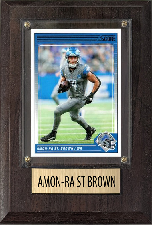 Amon-Ra St Brown Detroit Lions 2025 2024 Donruss Score Prizm Topps 4x6 Gift Plaque