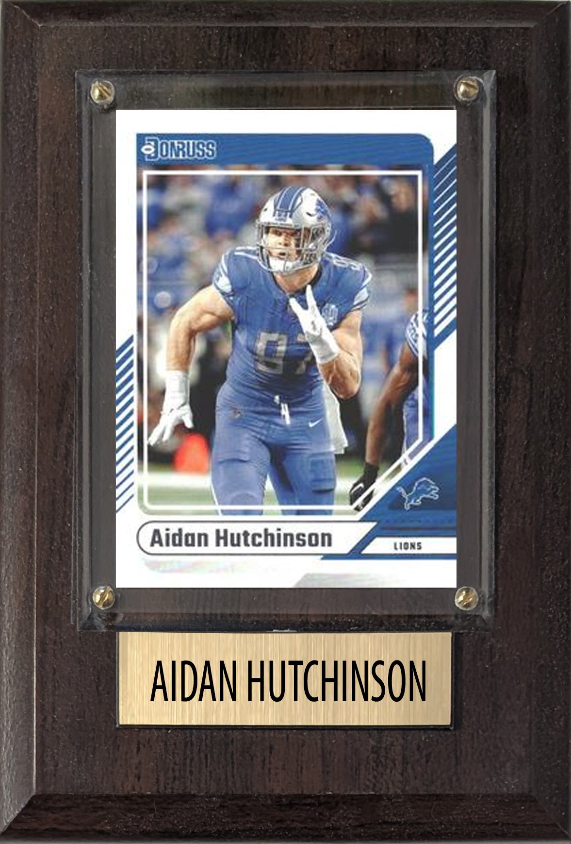 Aidan Hutchinson Detroit Lions 2025 2024 Donruss Score Prizm Topps 4x6 Gift Plaque