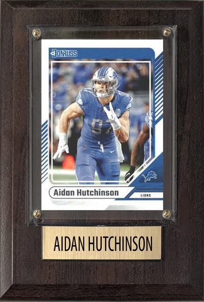 Aidan Hutchinson Detroit Lions 2025 2024 Donruss Score Prizm Topps 4x6 Gift Plaque