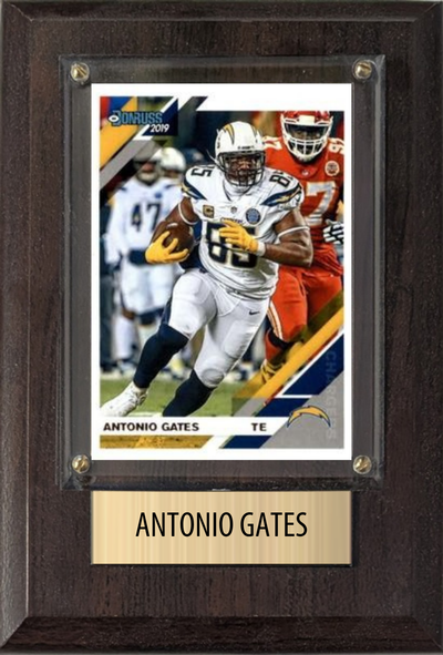 Antonio Gates Los Angeles Chargers Hall of Fame Fan Gift Plaque 4x6 1 Card Prizm, Donruss, Score 2024 2025 2026