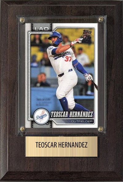 Teoscar Hernandez Los Angeles Dodgers Fan Gift Plaque 4x6 1 Card Topps, Bowman 2024 2025 2026