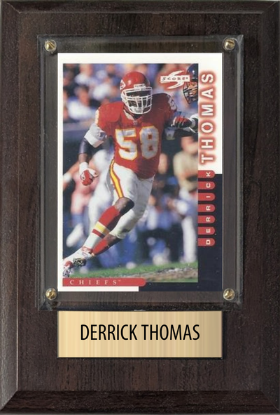Derrick Thomas Kansas City Chiefs Hall of Fame Fan Gift Plaque 4x6 1 Card Prizm, Donruss, Score 2024 2025 2026