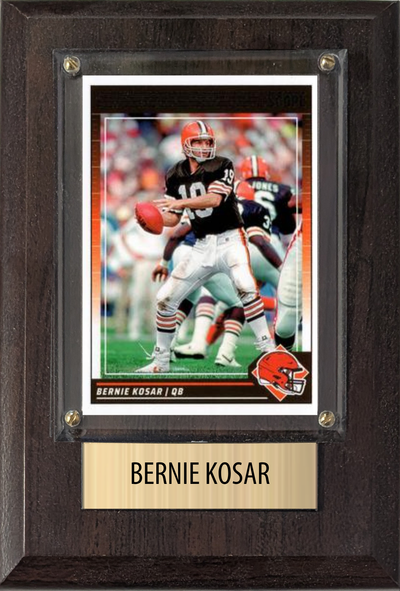 Bernie Kosar Cleveland Browns Fan Gift Plaque 4x6 1 Card Prizm, Donruss, Score 2024 2025 2026