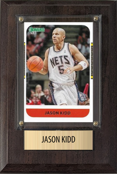 Jason Kidd New Jersey Nets Hall of Fame Fan Gift Plaque 4x6 1 Card Hoops, Prizm, Donruss 2024 2025 2026