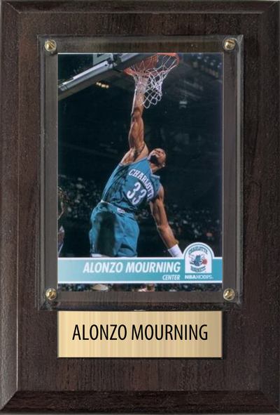 Alonzo Mourning NBA Fan Gift Plaque 4x6 1 Card Panini, Donruss, Hoops, Prizm, Topps 2024 2025 2026