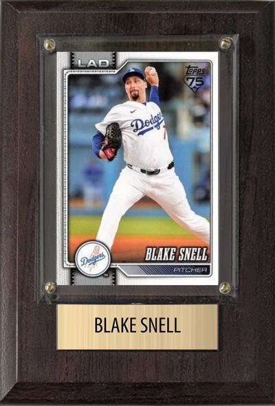 Blake Snell Los Angeles Dodgers Fan Gift Plaque 4x6 1 Card Topps, Bowman 2024 2025 2026