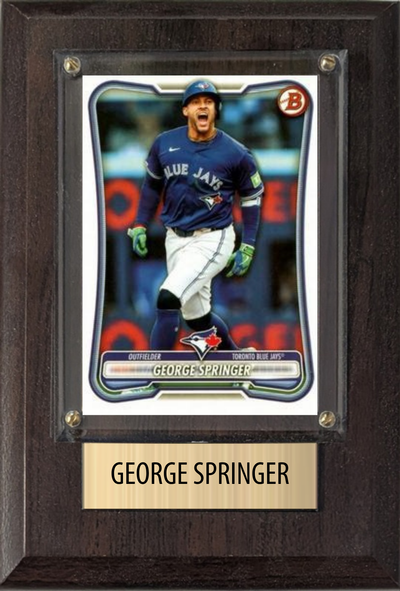 George Springer Toronto Blue Jays Fan Gift Plaque 4x6 1 Card Topps, Bowman 2024 2025 2026