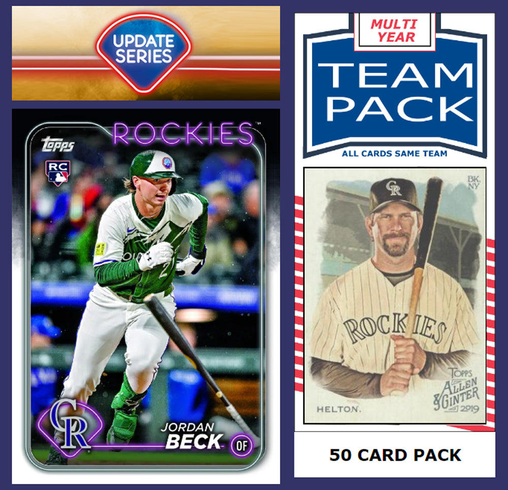 2024 Topps Update Team Set Colorado Rockies Jordan Beck RC + 50 Pack Todd Helton