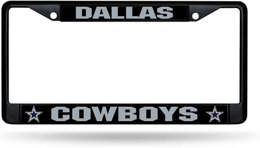 Dallas Cowboys Rico Industries NFL Football Primary Black Chrome Frame 12" x 6" Car/Truck Auto Accessory