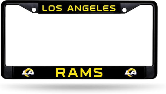 LA Rams Rico Industries NFL Football Primary Black Chrome Frame 12" x 6" Car/Truck Auto Accessory