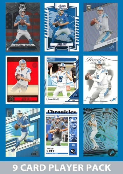 Jared Goff 9 Card Player Pack 2023 2024 2025 Donruss Panini Score Detroit Lions