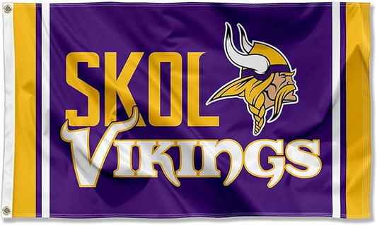 Minnesota Vikings SKOL Large 3x5 Flag WinCraft  - Double Sided - Home Flagpole, Tailgating, Fan Cave