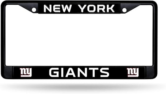 New York Giants Rico Industries NFL Football Primary Black Chrome Frame 12" x 6" Car/Truck Auto Accessory