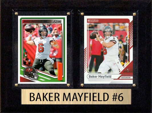Baker Mayfield Score Donruss 2025 2 Card 6" x 8" Plaque Tampa Bay Buccaneers