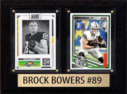 Brock Bowers Score Donruss 2025 2024 2 Card 6" x 8" Plaque Las Vegas Raiders