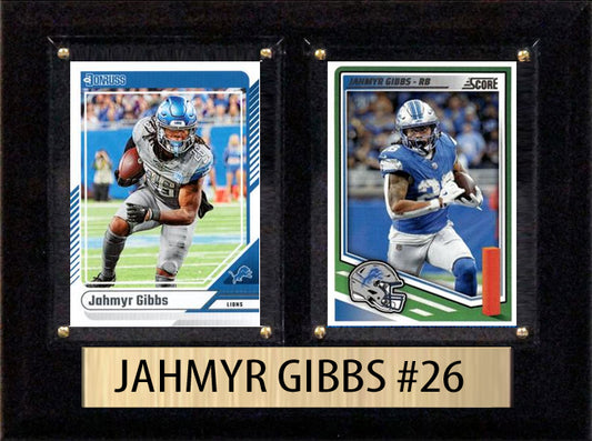 Jahmyr Gibbs Score Donruss 2025 2024 2 Card 6" x 8" Plaque Detroit Lions