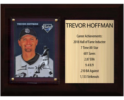 Trevor Hoffman San Diego Padres Hall of Fame Stats Plaque 6x8 1 Card Topps, Bowman 2024 2025 2026