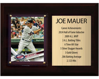Joe Mauer Minnesota Twins Hall of Fame Stats Plaque 6x8 1 Card Topps, Bowman 2024 2025 2026