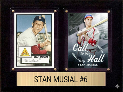 Stan Musial St. Louis Cardinals Hall of Fame Fan Gift Plaque 6x8 2 Cards Topps, Bowman 2024 2025 2026