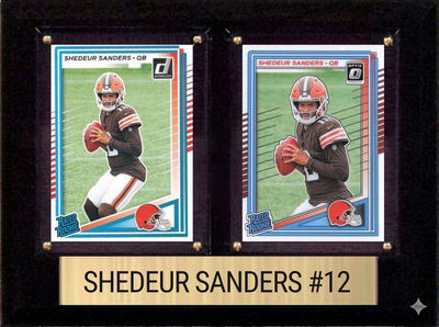Shedeur Sanders Cleveland Browns Fan Gift Plaque 6x8 2 Cards Prizm, Donruss, Score 2024 2025 2026