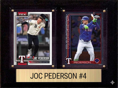 Joc Pederson Texas Rangers Fan Gift Plaque 6x8 2 Cards Topps, Bowman 2024 2025 2026