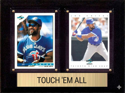 Joe Carter 1993 World Series Walk-Off Blue Jays Topps Bowman 6x8 Baseball Card Plaque