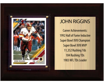John Riggins Washington Commanders Hall of Fame Stats Plaque 6x8 1 Card Prizm, Donruss, Score 2024 2025 2026