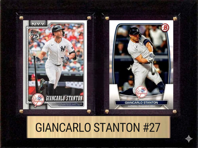 Giancarlo Stanton New York Yankees Fan Gift Plaque 6x8 2 Cards Topps, Bowman 2024 2025 2026