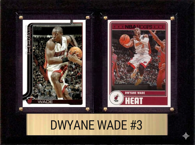 Dwyane Wade Miami Heat Hall of Fame Fan Gift Plaque 6x8 2 Cards Hoops, Prizm, Donruss 2024 2025 2026