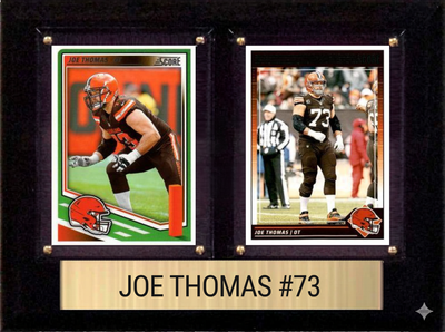 Joe Thomas Cleveland Browns Hall of Fame Fan Gift Plaque 6x8 2 Cards Prizm, Donruss, Score 2024 2025 2026