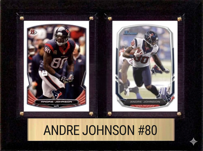 Andre Johnson Houston Texans Hall of Fame Fan Gift Plaque 6x8 2 Cards Prizm, Donruss, Score 2024 2025 2026