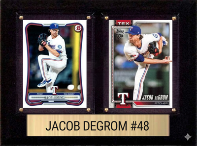 Jacob deGrom Texas Rangers Fan Gift Plaque 6x8 2 Cards Topps, Bowman 2024 2025 2026