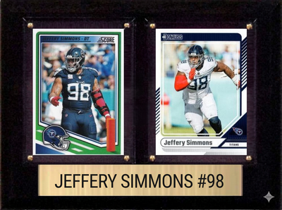 Jeffery Simmons Tennessee Titans Fan Gift Plaque 6x8 2 Cards Prizm, Donruss, Score 2024 2025 2026