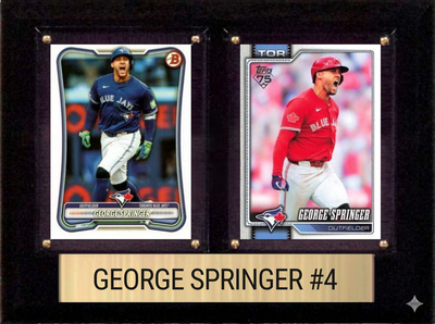 George Springer Toronto Blue Jays Fan Gift Plaque 6x8 2 Cards Topps, Bowman 2024 2025 2026