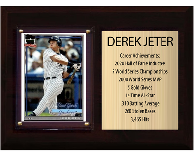 Derek Jeter New York Yankees HOF Fan Gift Plaque 6x8 Stats 1 Card Topps Donruss Panini 2024 2025 2026