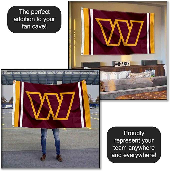 Washington Commanders Large 3x5 Flag WinCraft - Double Sided - Home Flagpole, Tailgating, Fan Cave