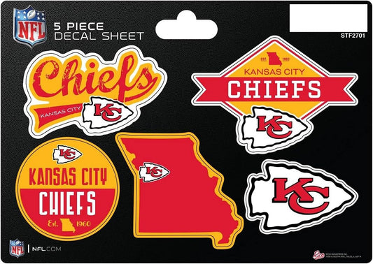 NFL 5-Pc Sticker Sheet - All Football Teams - Rico Industries - Car Wall Decal - PERFECT GIFT
