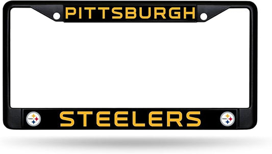 Pittsburgh Steelers Rico Industries NFL Football Primary Black Chrome Frame 12" x 6" Car/Truck Auto Accessory