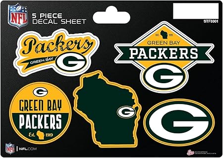 NFL 5-Pc Sticker Sheet - All Football Teams - Rico Industries - Car Wall Decal - PERFECT GIFT