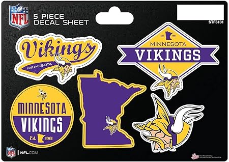 NFL 5-Pc Sticker Sheet - All Football Teams - Rico Industries - Car Wall Decal - PERFECT GIFT