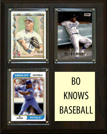 bo jackson rare baseball card Bo Jackson Bo Knows Baseball 3 Card Plaque Topps Bowman 2023 2024