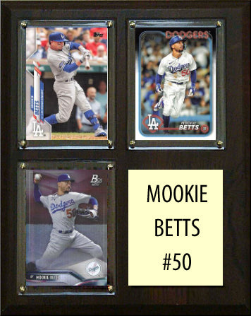 Mookie Betts 50 3 Card Plaque Topps Bowman 2023 2024 LA Dodgers