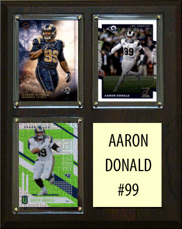 Aaron Donald 3 Card Plaque Donruss Fleer Topps 2023 2024 LA Rams