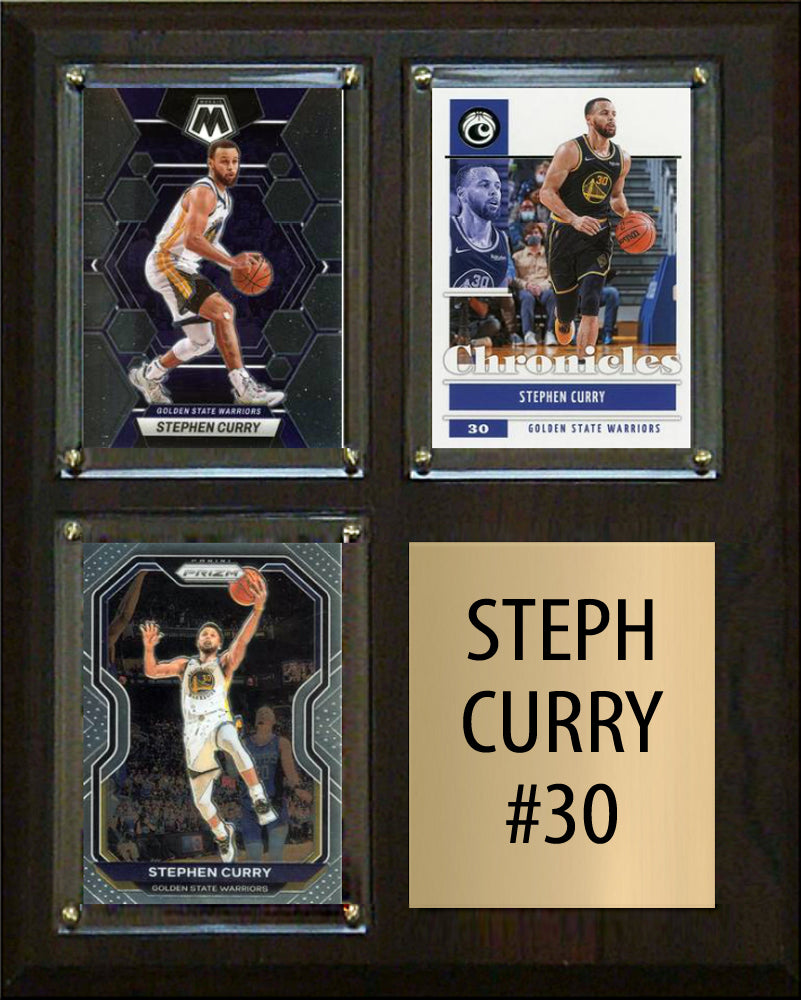 Steph Curry 3 Card Plaque Donruss Hoops Fleer Topps 2023 2024 Golden State Warriors