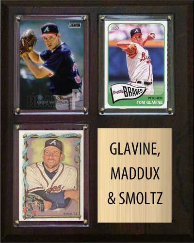 Maddux Glavine Smoltz Atlanta Braves HOF Fan Gift Plaque 8x10 3 Cards Topps Donruss Panini 2024 2025 2026