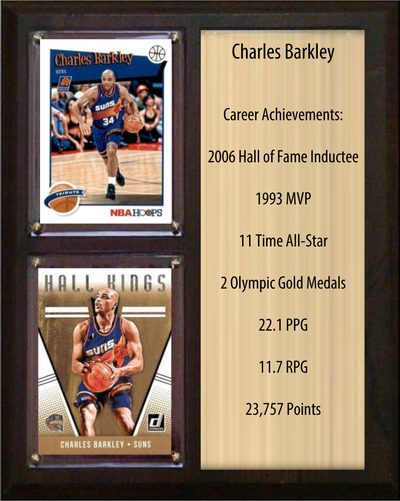 Charles Barkley Phoenix Suns HOF Fan Gift Plaque 8x10 Stats 2 Cards Panini Donruss Hoops Prizm Topps 2024 2025 2026
