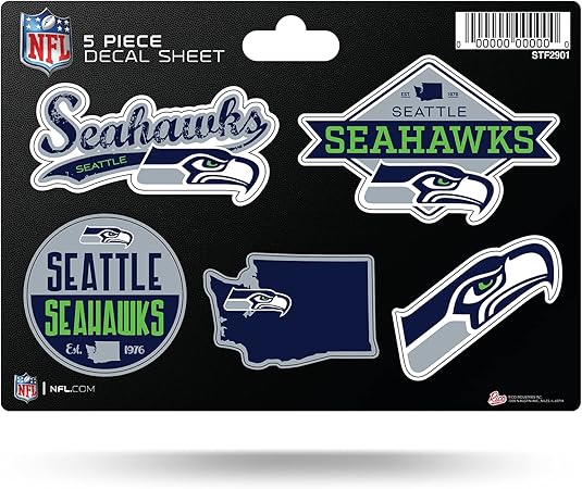 NFL 5-Pc Sticker Sheet - All Football Teams - Rico Industries - Car Wall Decal - PERFECT GIFT
