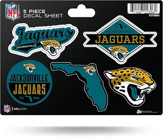 NFL 5-Pc Sticker Sheet - All Football Teams - Rico Industries - Car Wall Decal - PERFECT GIFT