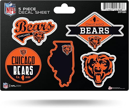 NFL 5-Pc Sticker Sheet - All Football Teams - Rico Industries - Car Wall Decal - PERFECT GIFT