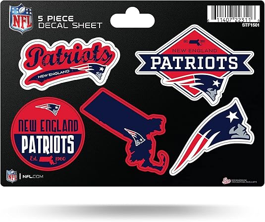 NFL 5-Pc Sticker Sheet - All Football Teams - Rico Industries - Car Wall Decal - PERFECT GIFT